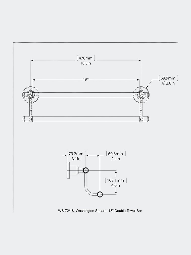 Washington Square Collection 18" Double Towel Bar