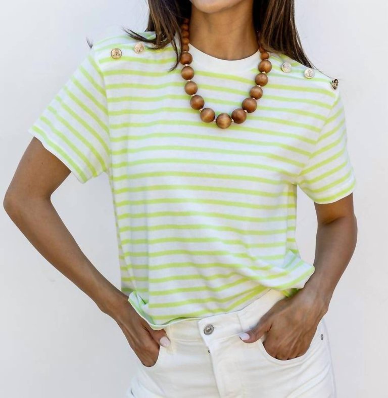 Brooklyn Stripe Tee In Lime - Lime