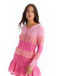 Chevron Knit Cardi - Pink Ombre