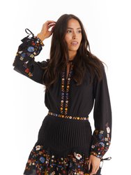 Embroidered Brielle Blouse - Black