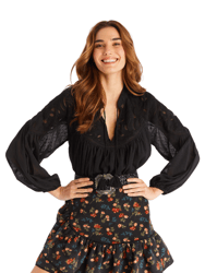 Embroidered Gwyneth Blouse - Black