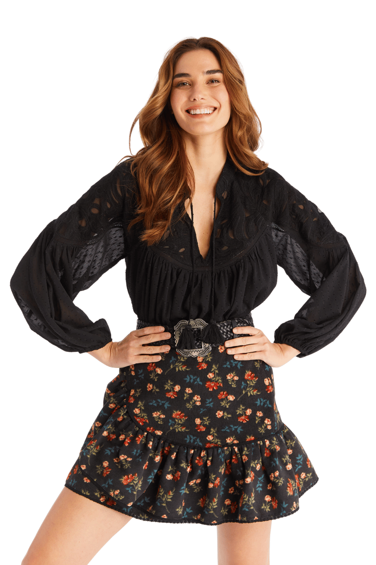 Embroidered Gwyneth Blouse - Black