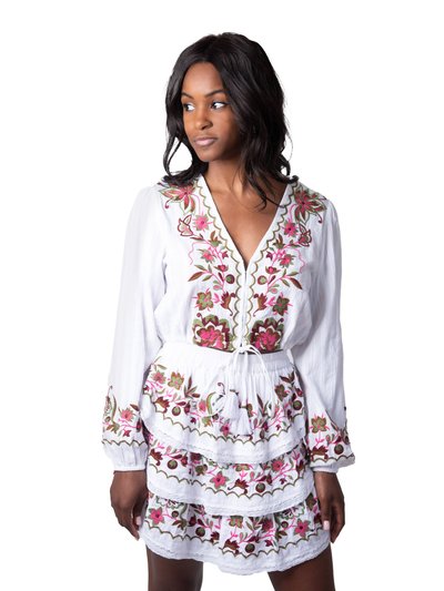 ALLISON New York Floral Embroidered Crop Blouse - White product