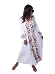 Floral Embroidered Maxi Dress - White - White