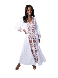 Floral Embroidered Maxi Dress - White
