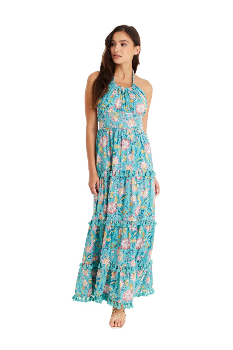 Leah Maxi Dress - Aqua Floral