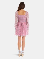 Smocked Floral Mini Dress - Pink Floral