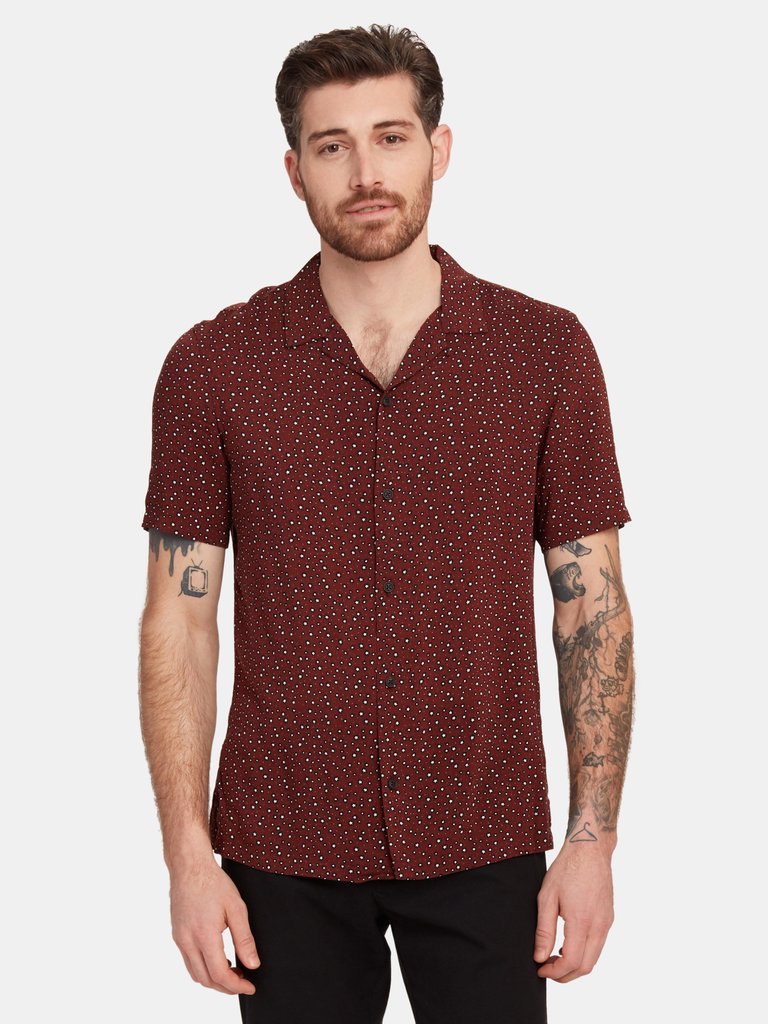 Stellar Short Sleeve Button Down Shirt - Oxblood Red