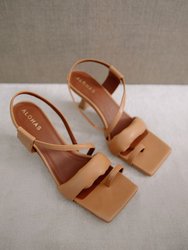 Asymmetric Strap Sandals - Camel