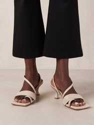 Asymmetric Straps Cream Leather Sandals - Cream