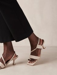 Asymmetric Straps Cream Leather Sandals