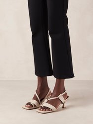 Asymmetric Straps Cream Leather Sandals
