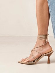 Belinda Suede Beige Leather Sandals - Beige