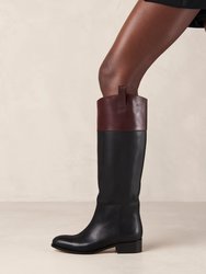 Billie Bicolor Black Burgundy Leather Boots - Black Burgundy