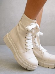 Can Can Combat Boots - Ivory