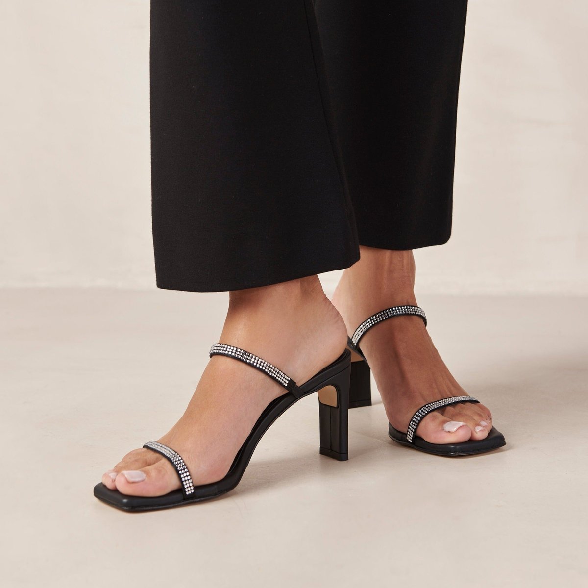 ALOHAS Black Cannes Glow Black Leather Sandals Verishop