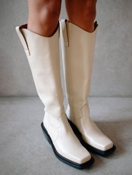 Cattle Ivory Leather Boots - Ivory