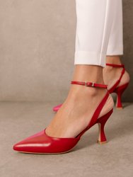 Cinderella Two-Tone Slingback Leather Pumps - Red/Pink