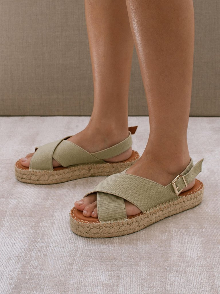 Crossed Linen Sandals