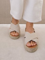 Crossed Platform Bicolor Sandal - Beige