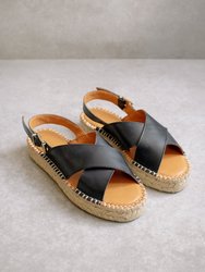 Crossed Platform Espadrille Sandals