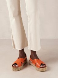 Crossed Platform Espadrille Sandals - Pomelo Orange