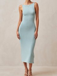 Delicate Aqua Tricot Midi Dress - aqua