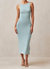 Delicate Aqua Tricot Midi Dress - aqua