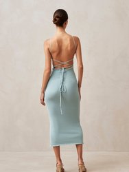 Delicate Aqua Tricot Midi Dress