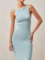 Delicate Aqua Tricot Midi Dress