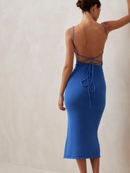 Delicate Blue Tricot Midi Dress
