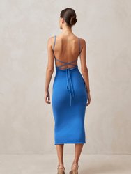 Delicate Blue Tricot Midi Dress