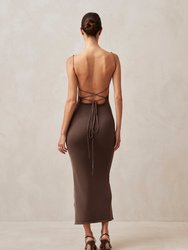 Delicate Brown Tricot Midi Dress