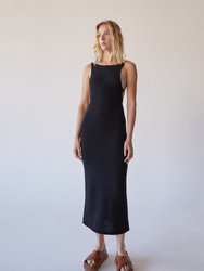 Delicate Strap Knit Dress Black