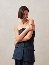 Deva Herringbone Navy Vest Top