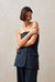 Deva Herringbone Navy Vest Top