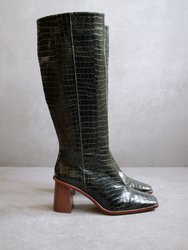East Alli Forest Green Leather Boots