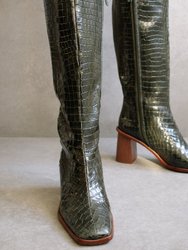 East Alli Forest Green Leather Boots