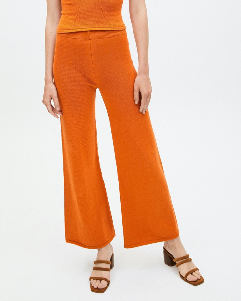 Easy Wide Knit Pants Black - Clementine Orange