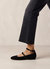 Evelyn Suede Black Leather Ballet Flats - Black