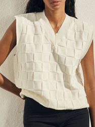 Full Time Vest Scacci Jacquard - White