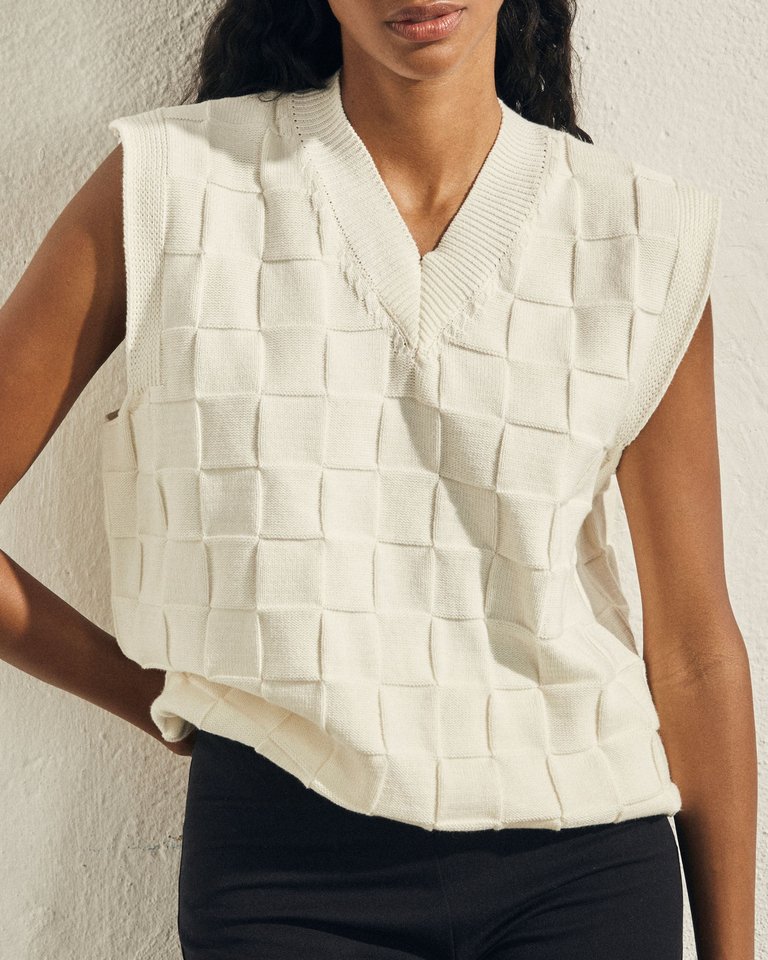 Full Time Vest Scacci Jacquard - White