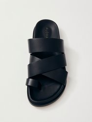Harllow Black Leather Sandals - Black