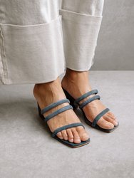 Indiana Black Leather Sandals - Stormy Grey