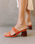 Indiana Black Leather Sandals - Pomelo Orange