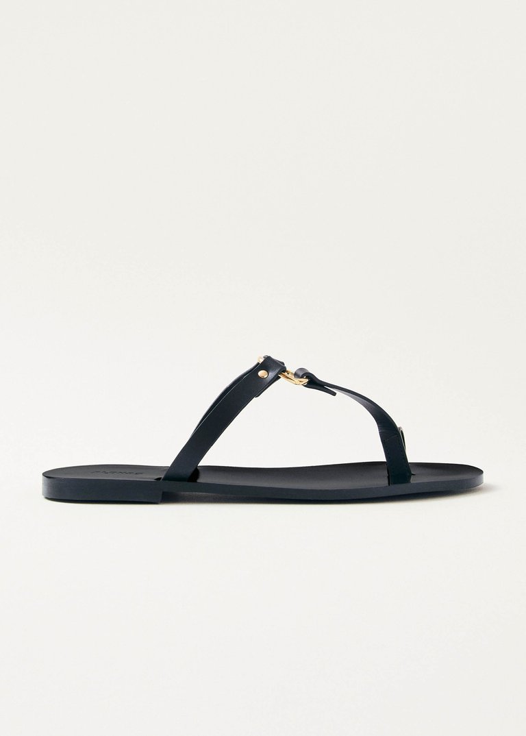 Jovie Black Leather Sandals - Black