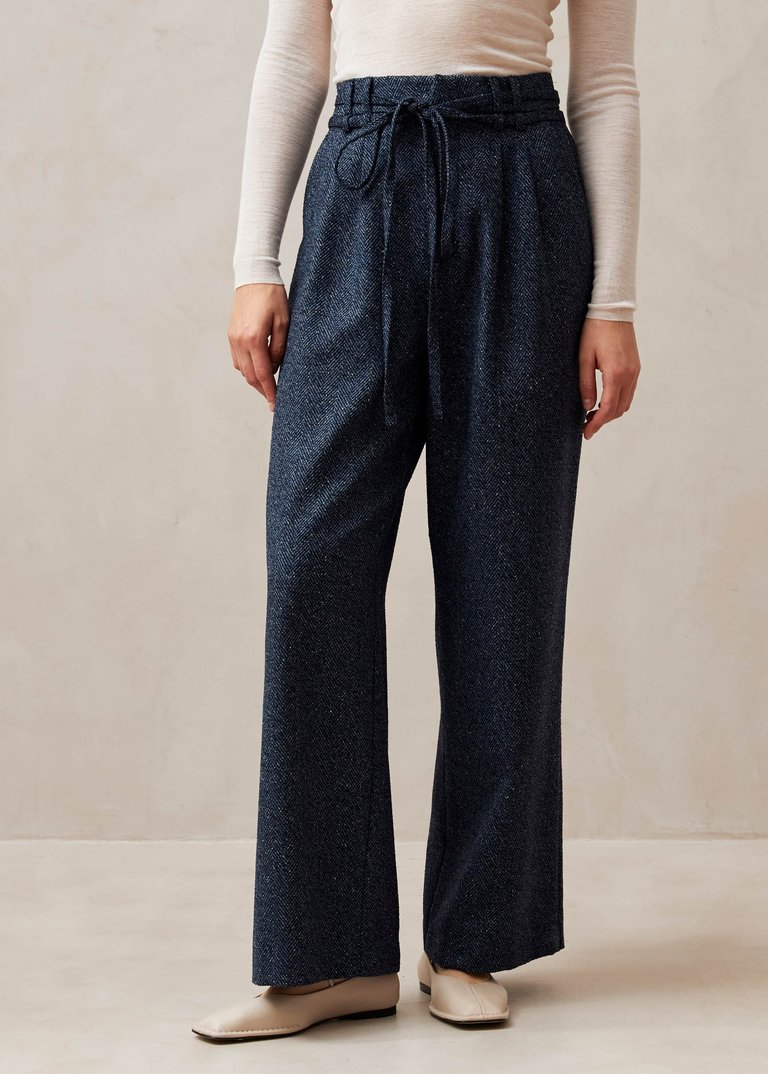 Kathy Herringbone Navy Pants