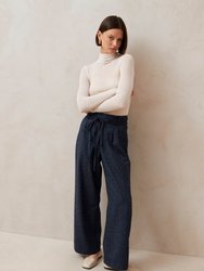 Kathy Herringbone Navy Pants - Navy