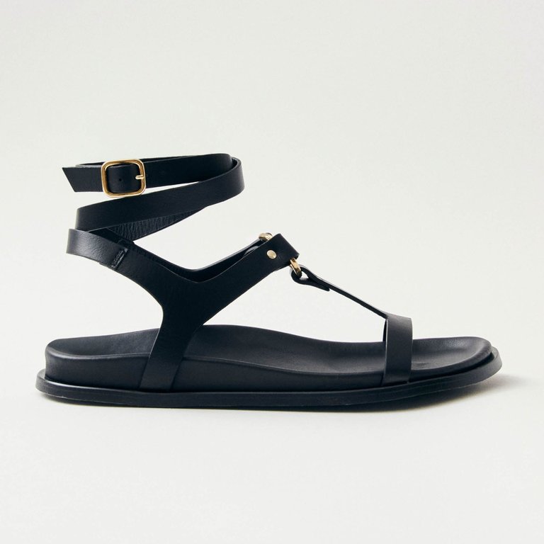 Kizzi Black Leather Sandals