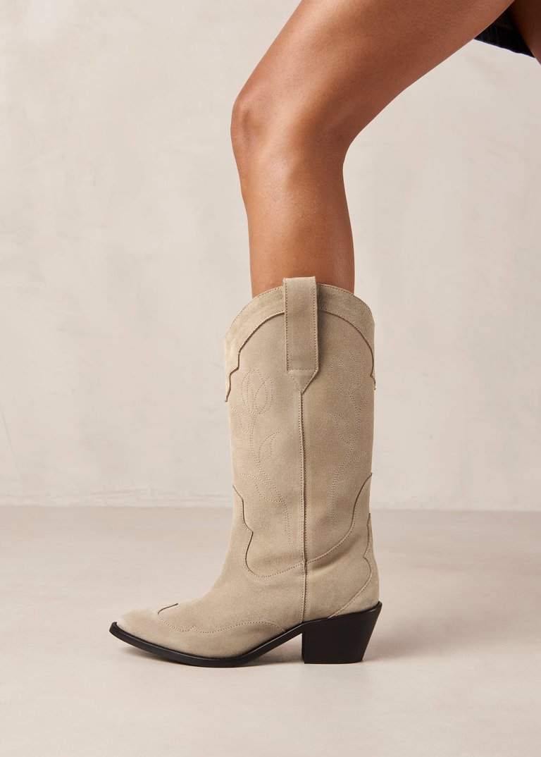 Liberty Suede Beige Leather Boots - Beige